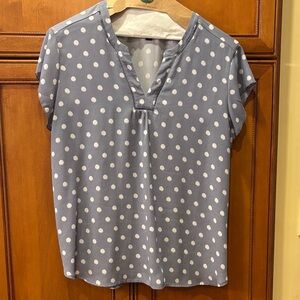 41 Hawthorn Blue and White Polka Dot Blouse